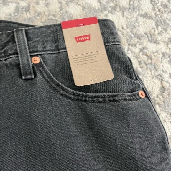 NWT Levi's Denim Cotton Blend Midi Skirt with Side Slit, Black, Size 31 - Picture 5 of 14